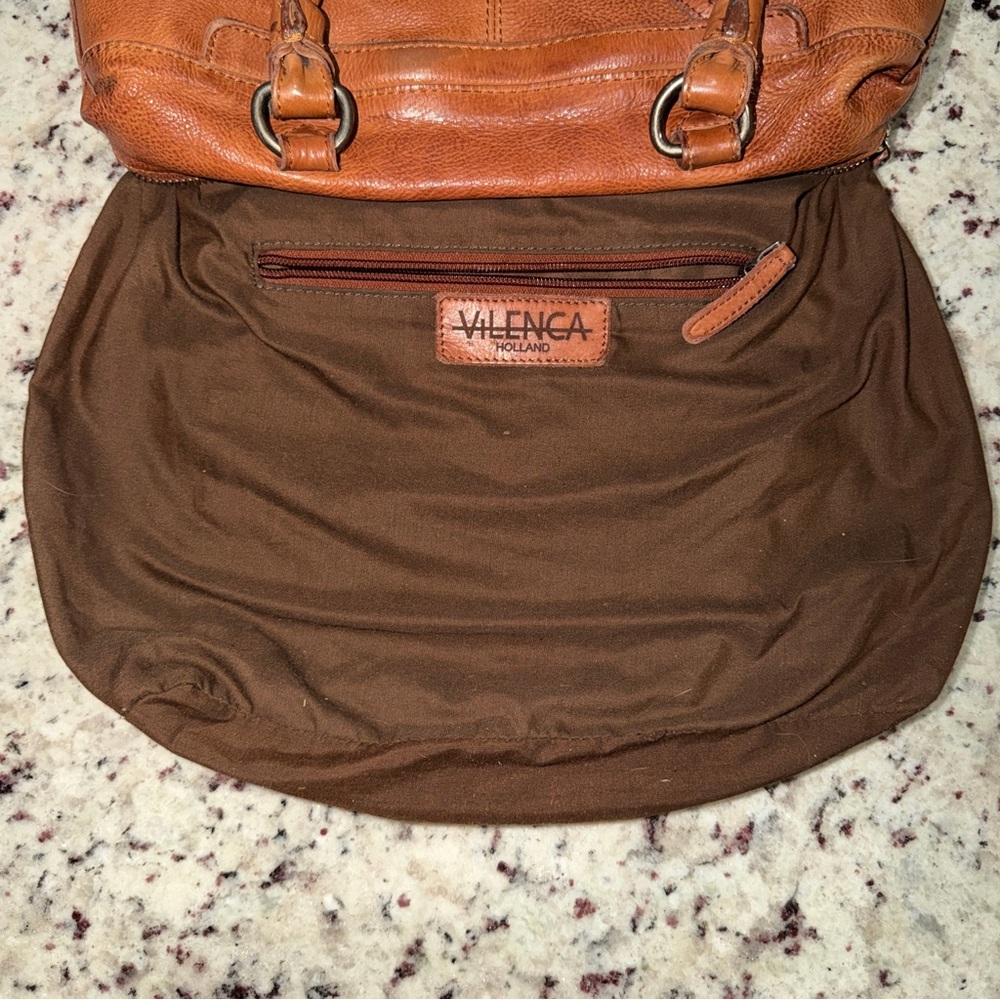 Vilenca Holland Woven Genuine Leather Hand Bag Purse Satchel Brown - Picture 12 of 16
